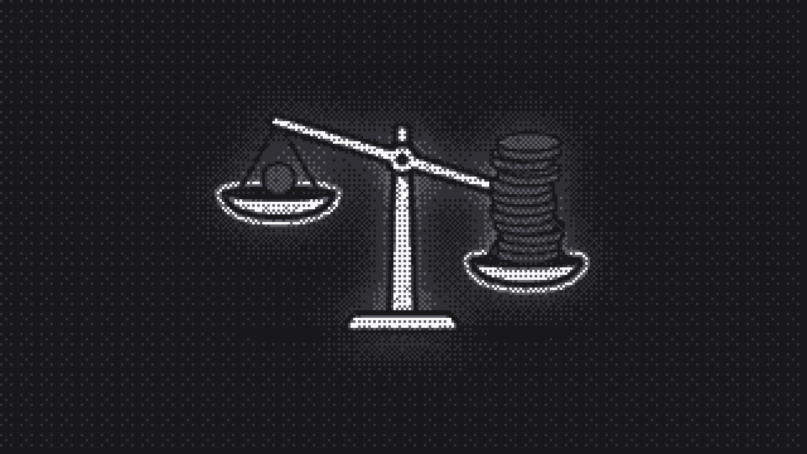 A balance scale comparing one coin to a stack of coins, representing AI visibility tool pricing for small teams
